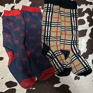 Girls Authentic Gucci and Burberry socks